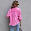 Women's Jackets In Spring Autumn Fashion Loose Long Denim Jacket With Torn Holes Women Streetwear Tassel Pink Casual Jean Coats 230912