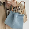 Sacos de cintura feminina bolsa na moda moda denim borla azul balde saco verão ombro axilas para senhoras bolsa tote bolsas