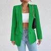 Trajes de mujer Color sólido Mujer Traje de trabajo con frente abierto Estilo elegante Cuello en V Slim Fit Clásico Oficina Blazer Chaquetas Abrigo de manga larga Diario