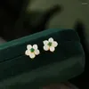 Brincos de parafuso prisioneiro high-end flor de jade para senhora piercing acessórios de orelha na moda 925 prata esterlina agulha jóias femininas