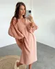 Kadınlar Robe Fener Sleeve Nightgowns Dres gevşek v Boyun Placesming Bahar Pamuk Sıradan Pijamalar Katı zarif iç çamaşırı Robe Pijama 230912