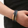Pulseira de aço inoxidável para homens multicamadas artesanal trançado couro fivela magnética pulseiras pulseira manguito moda jóias