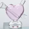 Groothandel Hoge Kwaliteit 80mm Mini Hartvorm Roze Aanpasbare Glazen DAB Rig Glas Water Waterpijp Pijp Roze Glazen Bong