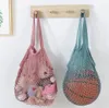 Borse per la spesa Borse Shopper Tote Rete a rete Corda di cotone intrecciata Riutilizzabile Manico lungo Borse per la conservazione di frutta e verdura Borsa per la casa Borsa per organizer Nave marittima i0913