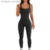 Kvinnor Jumpsuits Rompers 2023 Summer Women Active Jumpsuits Sexig ärmlösa västar stickade bodysuits Butt Lifting Jumpsuit Square Neck Slim Sexig träning ROM