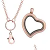 ペンダントネックレス10pcs/lot Heart Sharp Magnetic Memory Living Plain Locketフローティングチャームネックレス女性ジュエリー60cmチェーンドロップD OTWFM