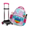 School Bags Kids Wheeled Bag Set For Girls Roller Rolling Luggage Backpack Trolley With Lunch Pencil Case