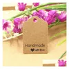 Other 200Pcs Kraft Paper Lovely Gift Tags Diy Handmade Price Tags/Baking Bags Packing Labels For Flower/Cosmetics/Jewelry/Bottle/Drink Dhdvs