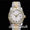 9 Styles unisex automatische horloges witte diamant wijzerplaat dategevel 36 mm/41 mm Wimbledon Roman Bkack Blue Two Tone Jubilee Jubilee gecanneleerde wijzerplaat damesheren polshorloges