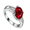Gerçek Kırmızı Garnet Katı Sterling Gümüş Yüzük 925 Stampe Kadın Mücevherleri 6mm Kristal Düğün Ocak Doğum Taşı R016RGN 3214K