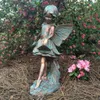 Decoratieve objecten beeldjes Emily Flower Fairy in bronspatina Patio groot beeld 230912