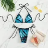 Dames Badmode Sexy Bikini Push Up Driehoek Tie String Bikini Vrouwen Braziliaanse String Vlinderprint Badpak Badpak Strandkleding