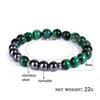 Bracelet en pierre naturelle œil de tigre vert jaune, 8mm, perles en hématite, pour hommes et femmes, bijoux hip hop à la mode