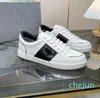 White Leather Calfskin Brushed Sneakers Shoes High Quality Brands Comfort Outdoor Triangle Trainers Men's Casual Walking