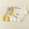 Женские носки, короткие, милые, японские, кавайные, хлопковые дышащие носки в полоску с вышивкой для школьниц, низкие носки до щиколотки