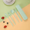 Dinnerware Sets 4PCS/Set Cutlery Safe Wheat Straw Spoon Fork Chopsticks With Box Portable Camping Use Kitchen Accessories Wholesale