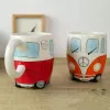 UPS Tassen 40 teile/los Mode Cartoon Doppel Bus Hand Malerei Retro Keramik Tasse Kaffee Milch Tee Becher Drink Novetly geschenke JJ 9,13