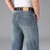 Jeans da uomo dritti 2023 sottili larghi elastici a vita media business casual maschile pantaloni di marca di abbigliamento in denim