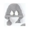 Caps Hats 2022 Winter Baby For Children Keep Warm Girls Cotton Thick Solid Knitted Cute Ears Beanie Pompom Bomber Drop Delivery Kids M Dhgyn