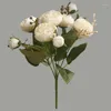 Decorative Flowers Silk DIY Camellia Artificial Small Rose Bride Bouquet Xmas Party Decor Faux Fake Wedding Home Decoration