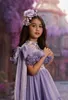 Iridescent Chiffon Preteens Girl Pageant Dress 2024 Ruffle Floral Lace Lilac Lavender Little Kid Birthday Formal Party Gown Toddler Teens Tiny Young Junior Miss