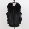 Women's Fur Faux Fur Women Real Fur Vest Natural Warm Rabbit Fur Gilet With Fox Fur Collor Winter Lady Genuine Rabbit Fur Sleeveless Coat 230912