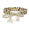 Belts Women Handmade Braided Belt Ethnic Style Colourful Wooden Bead Girls Casual Wide Ladies Waistband For Dress Clothing