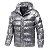 Herren-Daunenparkas, Herbst-Herrenmantel, Windjacke, modischer männlicher Baumwolle, warmer Parka, glänzende Daunenkapuze, lässige Oberbekleidung, thermische schwarze Bomberjacken für Männer 230912