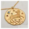 ペンダントネックレスVERCRET ZODIAC NECKLACE 925 STERLING SIRE CONSTELLATION GOLD FOR WOMEN JEWELLY GIFT CX200609ドロップデリバリーペンダントDHMRX