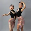 Palco desgaste meninas competição de dança latina traje preto sem mangas tops saia laser roupa moderna chacha samba roupas dl10894