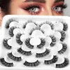 Thick Russian Curled Eyelashes Fluffy Wispy Handmade Reusable Multilayer D Curly Fake Lashes Extensions Beauty Supply Full Strip Lash