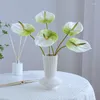 Flores decorativas 3d impressão pu antúrio flor artificial branco palmeira plantas casamento arranjo floral acessórios casa el decoração po