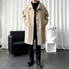 Trenchcoats voor heren, windjack, herfst- en wintertrend, stijl voor jonge mannen, halflange effen kleur, opstaande kraag, oversized jas voor volwassenen 230912