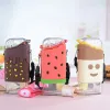 UPS Summer Cute Donut Ice Cream Water Bottle With Straw Creative Square Watermelon Cup Portable Leakproof Tritan JJ 9.13