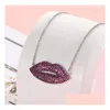 Lip Print Pendant Necklace Fashion Cupronickel Red Lips Clavicle Necklaces Red/Sier Exaggerated Women Jewelry Drop Delivery