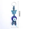 Schlüsselanhänger Lanyards 1 Stück Türkei Evil Eye Blue Schlüsselbund 4 Stil Harz Tier Fisch Elefant Schmetterling 14 mm Perlen mit Glas runden Schlüssel Oto6C