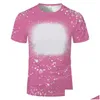 Party Favor Sublimation Blank T-Shirt Front Bleached Polyester Short-Sleeve Tye Dye Tee Tops For Diy Thermal Transfer Printing Adts Ki Dhork