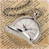 Pocket Watches Arrival Sier Smooth Quartz Watch Fob Chain Gift Men Women Fashion Steampunk Roman Numerals Reloj De Bolsillo Drop Deli Otbcg