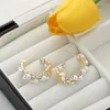 Stud Earrings 2023 Fashion Luxury 925 Silver Needle White Pearl Dangle Earring Set Women Wedding Exquisite Zircon Jewelry