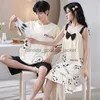 Women's Sleep Lounge Women's Sleepwear Summer Couple Women Men Pajamas Set Korean Pijama Suit Lady's Nightdress Cartoon Panda Leisure Wear Lover Pyjama NighL230913