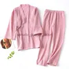 صالة النوم للسيدات الرجال والنساء 100 ٪ من بيجامات القطن بالإضافة إلى حجم الحمام السائبة V-Neck Kimono Pijama Mujer ثلاثة ربع سام.
