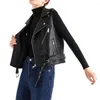 Motorradbekleidung Biker Reißverschluss Damen Weste Frühling Herbst Reise Weiches PU-Leder mit verstellbarem Gürtel Mode Alltag Streetwear Casual