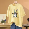 Women's Plus Size TShirt EBAIHUI 100 Cotton L5XL T Shirt Bunny Print O Neck Tshirt Short Sleeve Women Top Basic Summer Couple Solid Shirts 230912