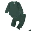 Set di abbigliamento Neonati maschi Ragazze Pagliaccetti a maniche lunghe Aggiungi pantaloni Primavera Autunno Moda Bambini Ragazzo Ragazza Vestiti Abiti 210521 Drop Del Otwj3