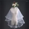 Bridal Veils Spring Style Two Layers Applicants elfenben med Comb Wedding Veil Accessories270s