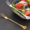 Dinnerware Sets 1/2/3PCS Stainless Steel Fruit Fork Cherry Blossom Moon Cake Two Teeth Cafeteria Home Party Dessert