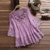 Women's Plus Size TShirt Lace Crochet Blouse Elegant Embroidery Tops Hollow Up Shirts Cotton Linen Blusas Chemise 5XL 230912