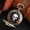 Pocket Watches Bronze Retro Steampunk Skeleton Pendant Full Design Watch Vintage Mini Necklace Quartz Clock Skull