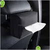 Car Tissue Box Holder Nappa Leather Center Console Armrest Napkin Sun Visor Backseat Case With Fix Strap Drop Delivery Dhsfj