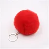 Correias de telefone celular encantos mti cor 8cm bola de pele de coelho chaveiro pom pelúcia bolsa de carro chaveiro pingente cadeia anéis gota entrega telefone dhkgo